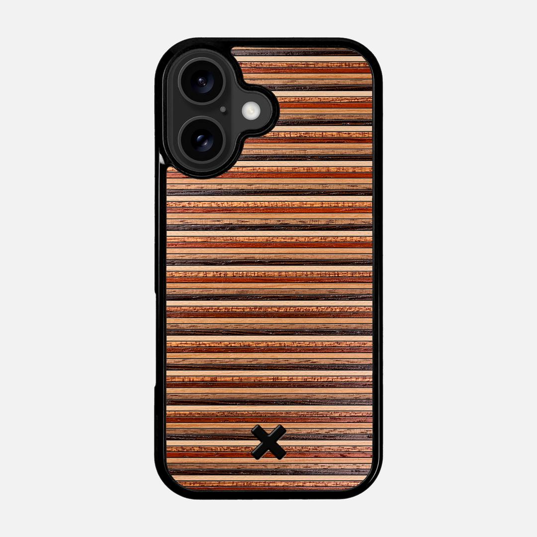 Strata Case for the Apple iPhone 17 featuring a Maple, Sapele, Padauk, Cherry, Walnut, and Wenge Wood backer with the Keyway X Mark#Phone Model_iPhone 17