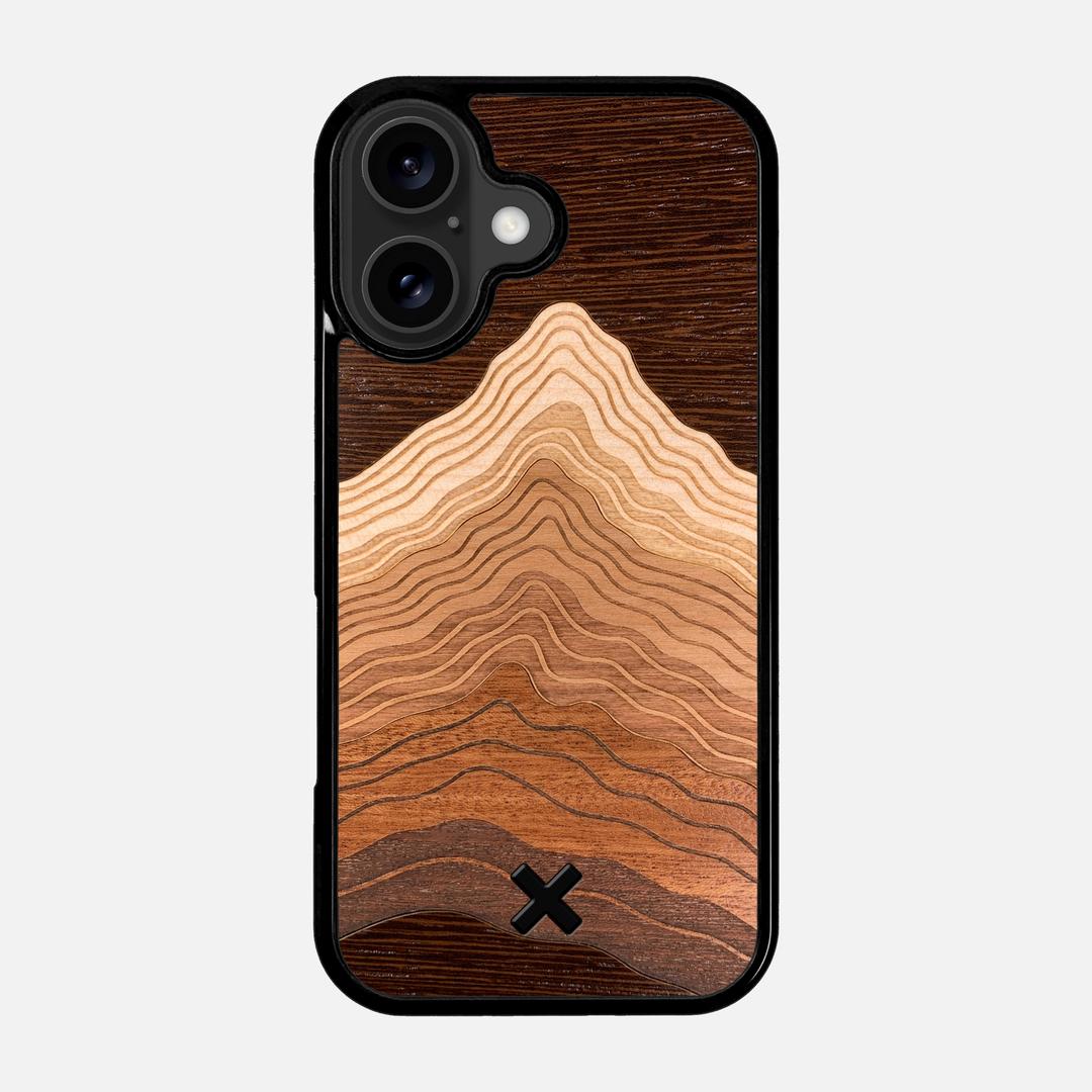 Summit Case for the Apple iPhone 17 featuring a mountain of Wenge, Maple, Cherry, and Sapele Wood backer with the Keyway X Mark#Phone Model_iPhone 17