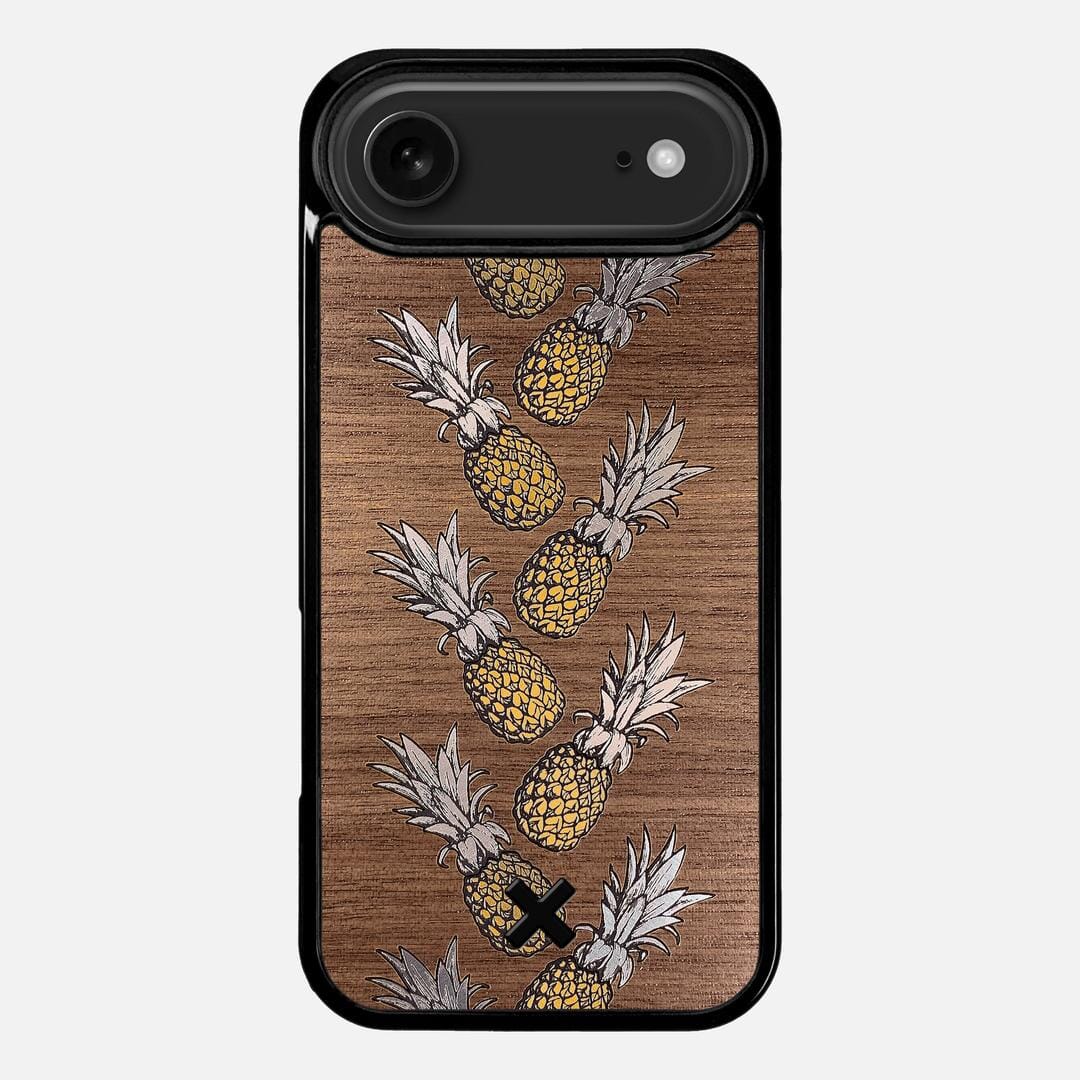 Pineapple Case for the Apple iPhone 17 Air featuring a repeating gold and silver Pineapple inlay on a Walnut Wood backer with the Keyway X Mark#Phone Model_iPhone 17 Air