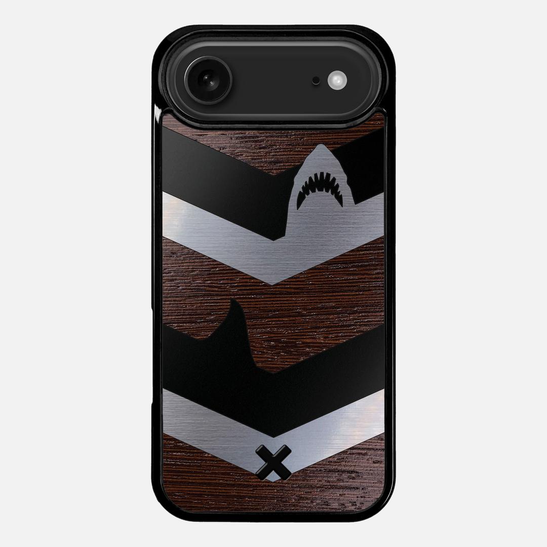 Shark Chevron Case for the Apple iPhone 17 Air featuring an Engraved Silver and Wenge Wood backer with the Keyway X Mark#Phone Model_iPhone 17 Air