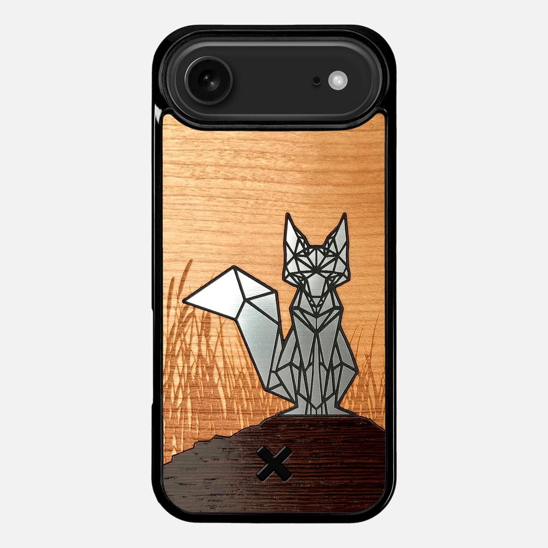 Silver Fox Case for the Apple iPhone 17 Air featuring an Engraved Silver, Cherry, and Wenge Wood backer with the Keyway X Mark#Phone Model_iPhone 17 Air
