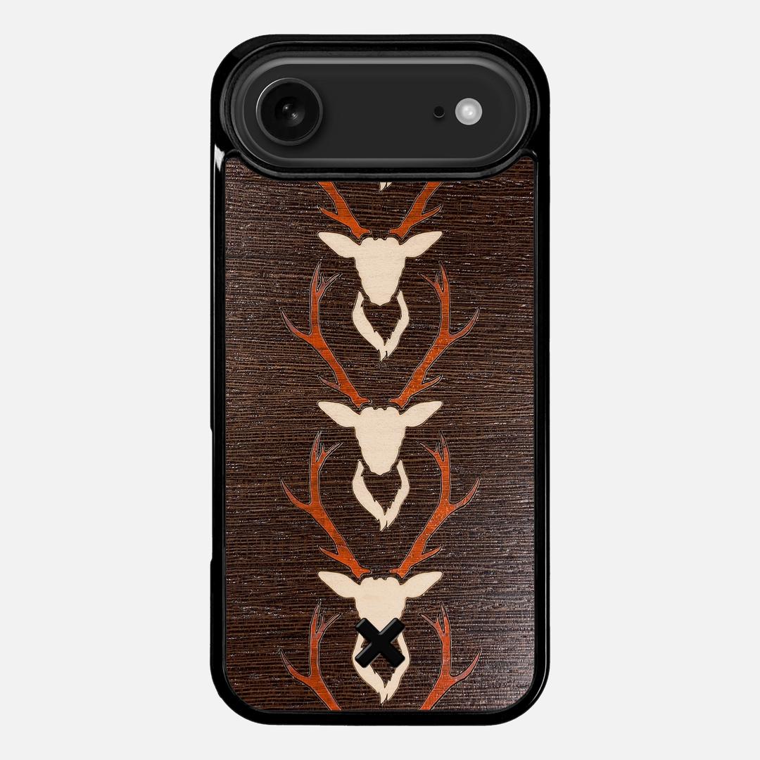 Stag Case for the Apple iPhone 17 Air featuring a Maple & Padauk Deer Inlay on a Wenge Wood backer with the Keyway X Mark#Phone Model_iPhone 17 Air
