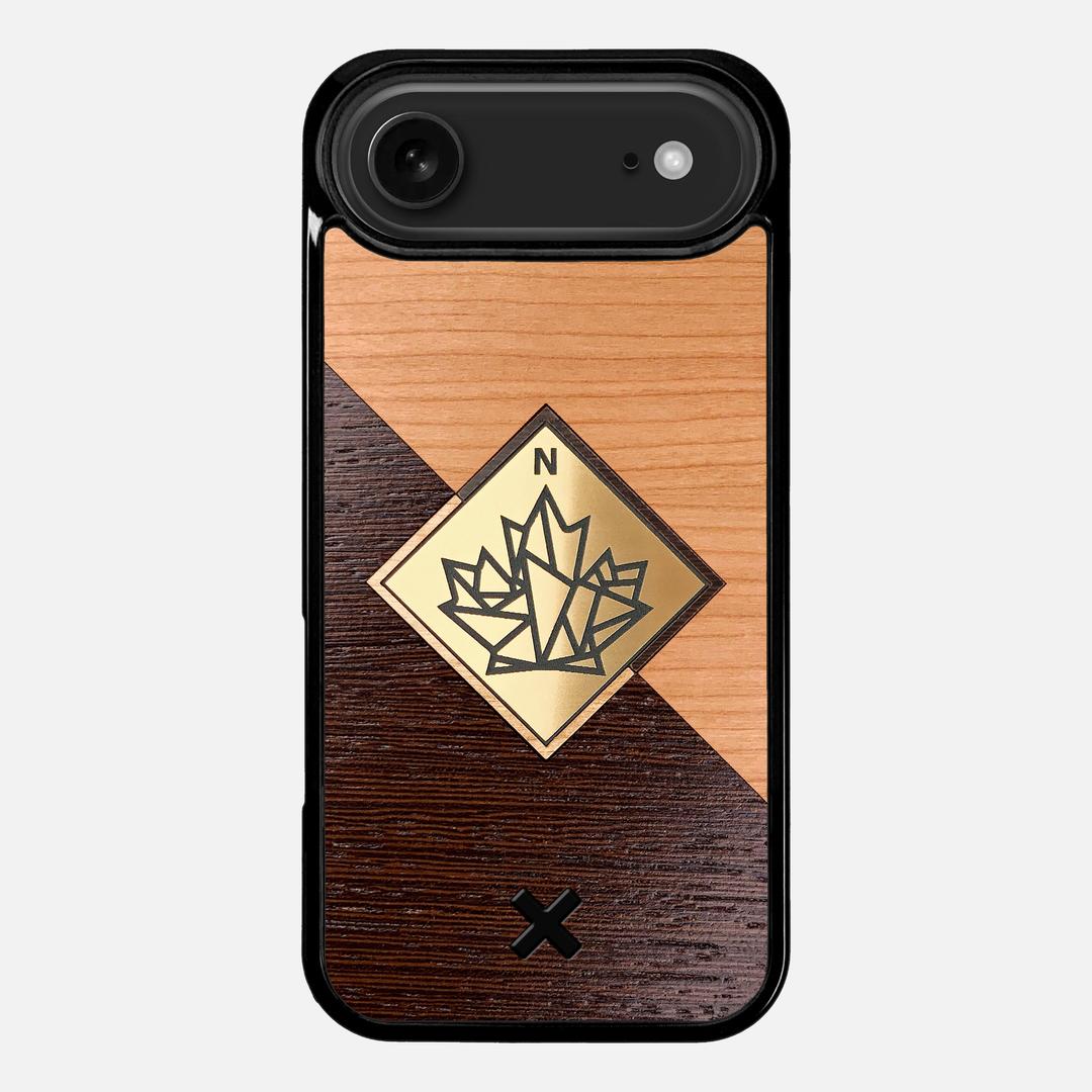 True North Case for the Apple iPhone 17 Air featuring an Engraved Gold, Cherry, and Wenge Wood backer with the Keyway X Mark#Phone Model_iPhone 17 Air