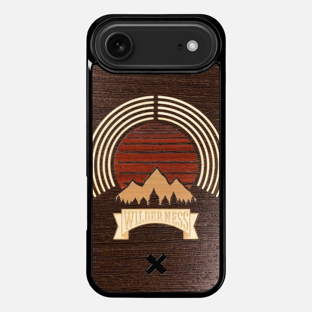 Wilderness Case for the Apple iPhone 17 Air featuring a Maple, Padauk, and Cherry Sunset inlay on a Wenge Wood backer with the Keyway X Mark#Phone Model_iPhone 17 Air