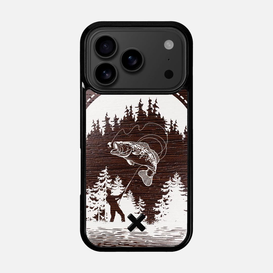 Angler Case for the Apple iPhone 17 Pro featuring a UV Print and Wenge Wood backer with the Keyway X Mark#Phone Model_iPhone 17 Pro