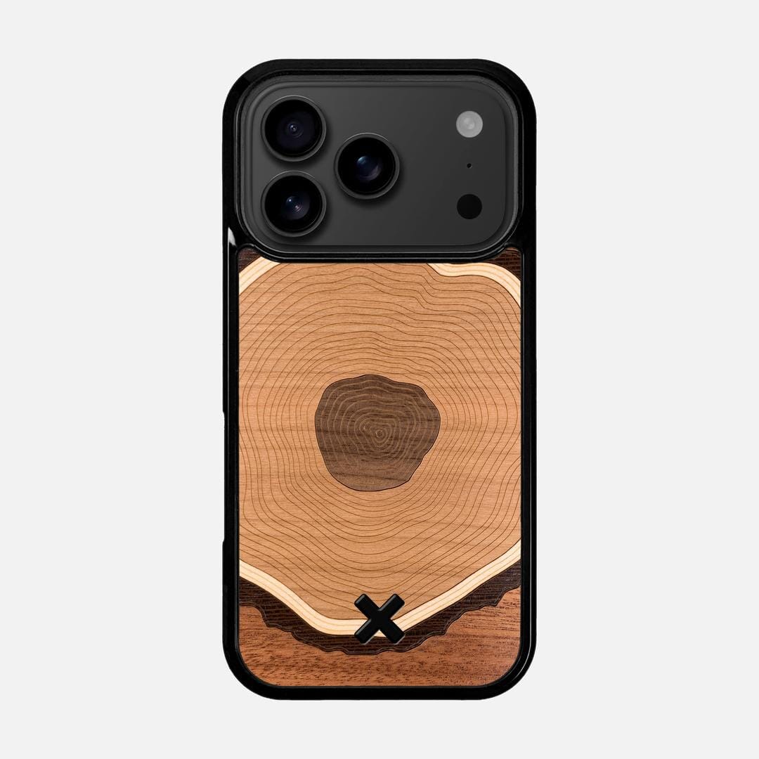 Arbor Case for the Apple iPhone 17 Pro featuring a Sapele, Wenge, Maple, Cherry, and Walnut Wood backer with the Keyway X Mark#Phone Model_iPhone 17 Pro