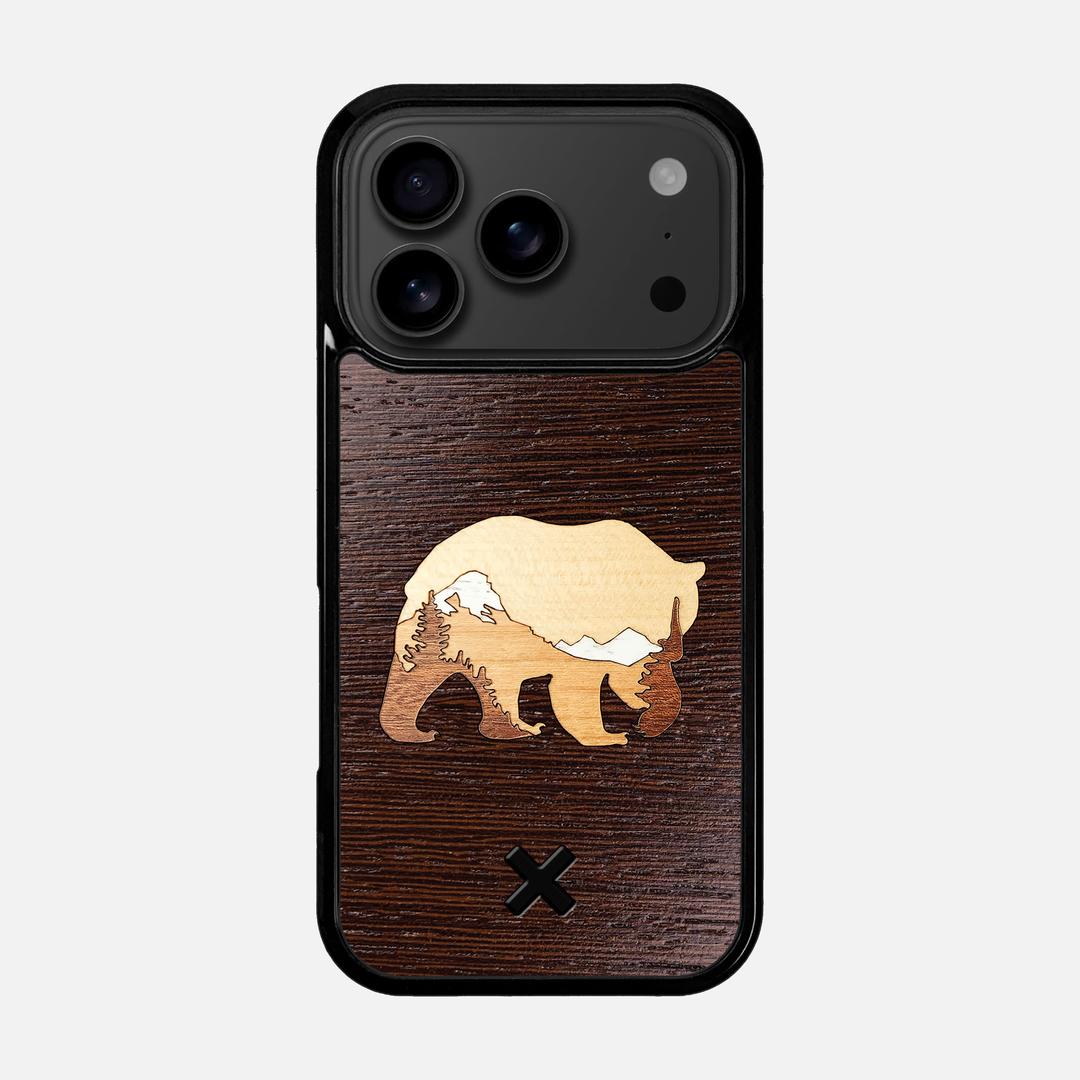 Bear Mountain Case for the Apple iPhone 17 Pro featuring a Wenge, Maple, Cherry, and Sapele Wood backer with the Keyway X Mark#Phone Model_iPhone 17 Pro