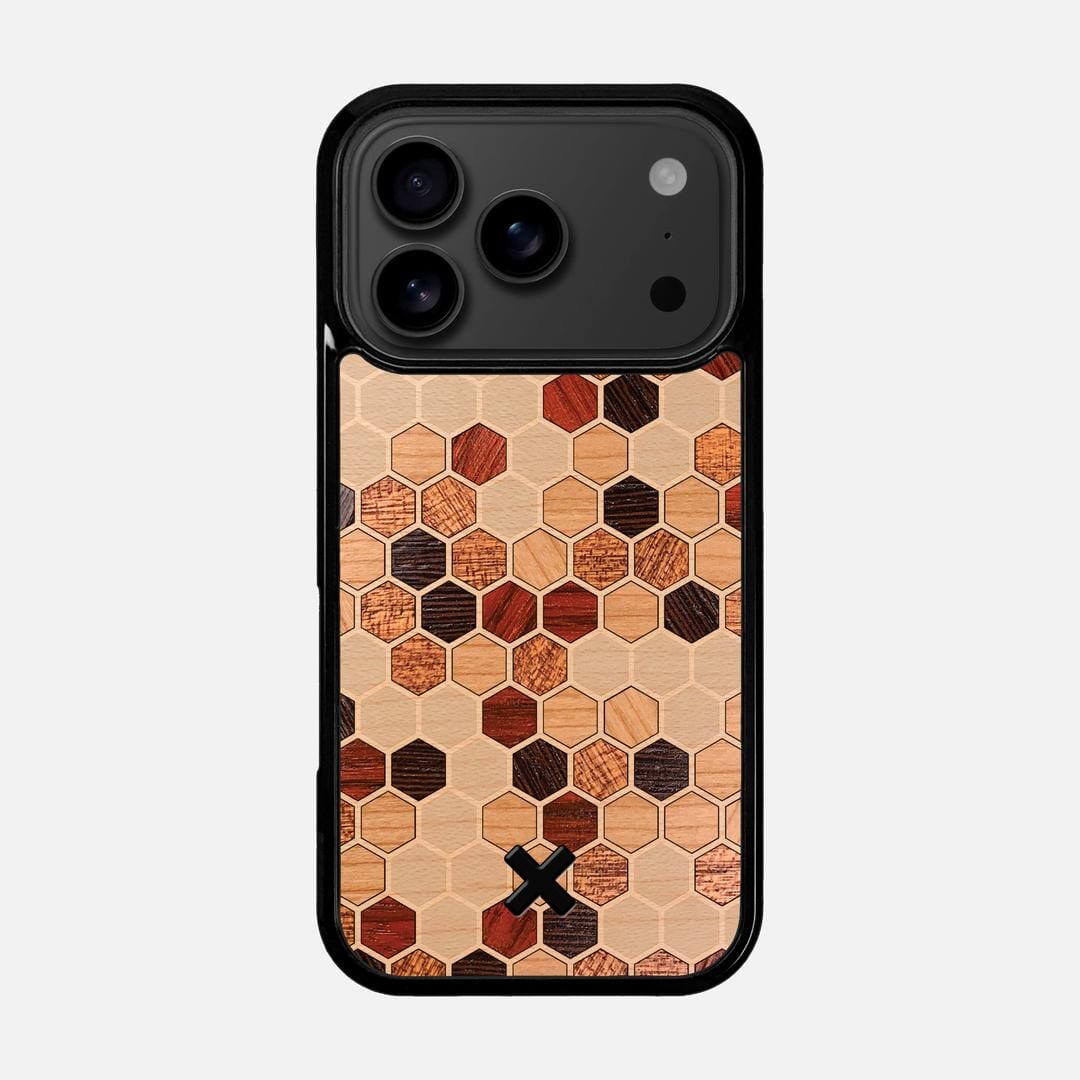 Cellular Case for the Apple iPhone 17 Pro featuring a Maple, Cherry, Sapele, Padauk, and Wenge Wood backer with the Keyway X Mark#Phone Model_iPhone 17 Pro