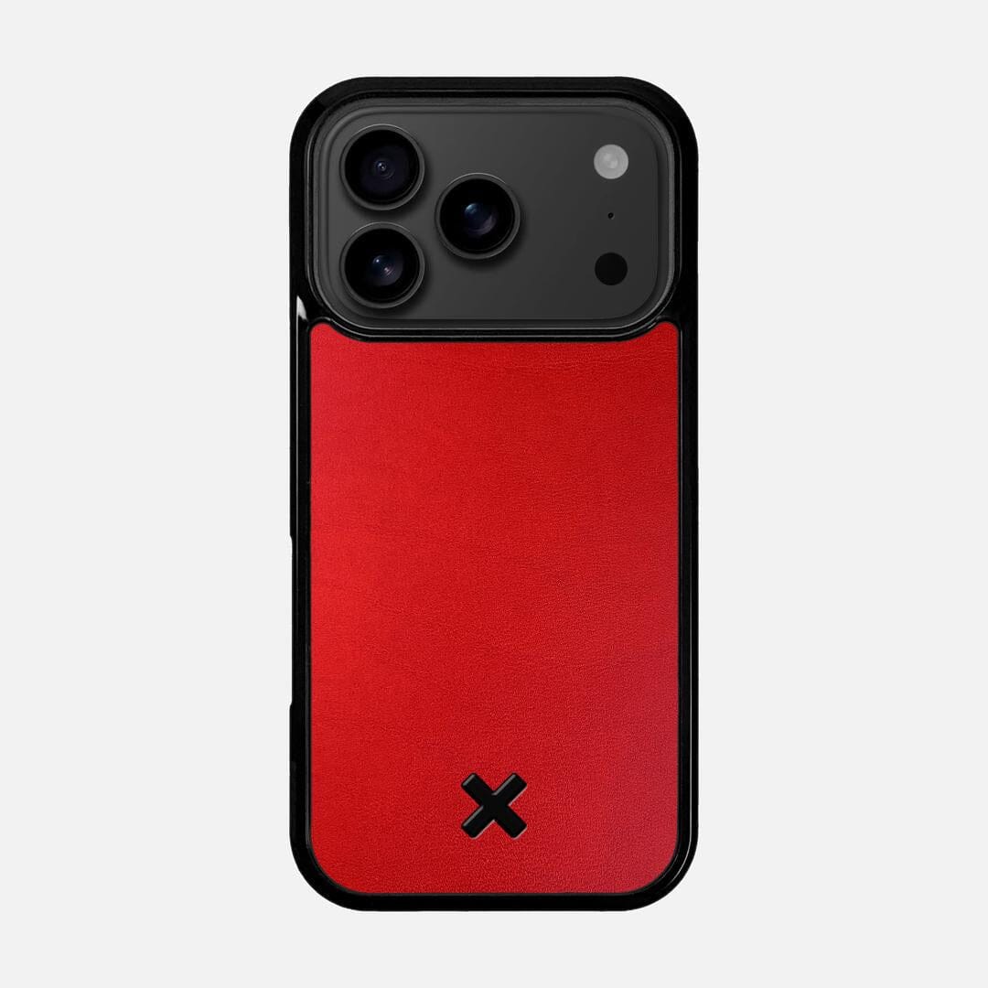 Crimson Leather Case for the Apple iPhone 17 Pro featuring a Genuine Leather backer with the Keyway X Mark#Phone Model_iPhone 17 Pro