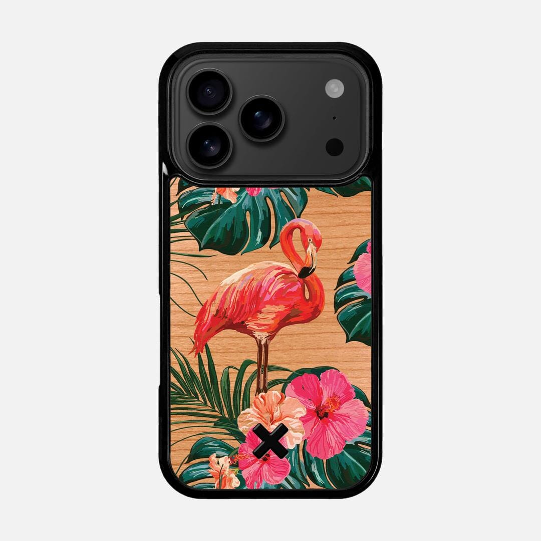 Flamingo Case for the Apple iPhone 17 Pro featuring a UV Printed Cherry Wood backer with the Keyway X Mark#Phone Model_iPhone 17 Pro