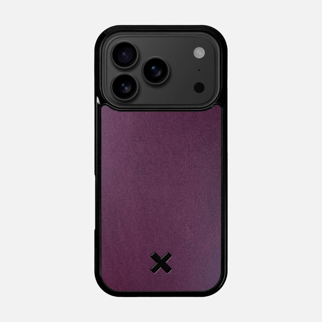 Plum Leather Case for the Apple iPhone 17 Pro featuring a Genuine Leather backer with the Keyway X Mark#Phone Model_iPhone 17 Pro
