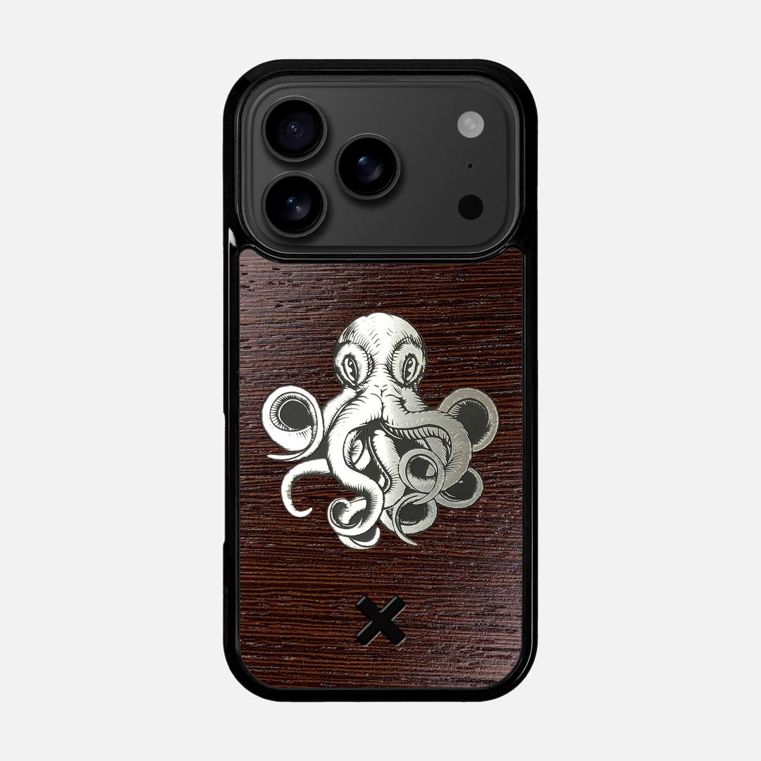 Prize Kraken Case for the Apple iPhone 17 Pro featuring an Engraved Silver and Wenge Wood backer with the Keyway X Mark#Phone Model_iPhone 17 Pro