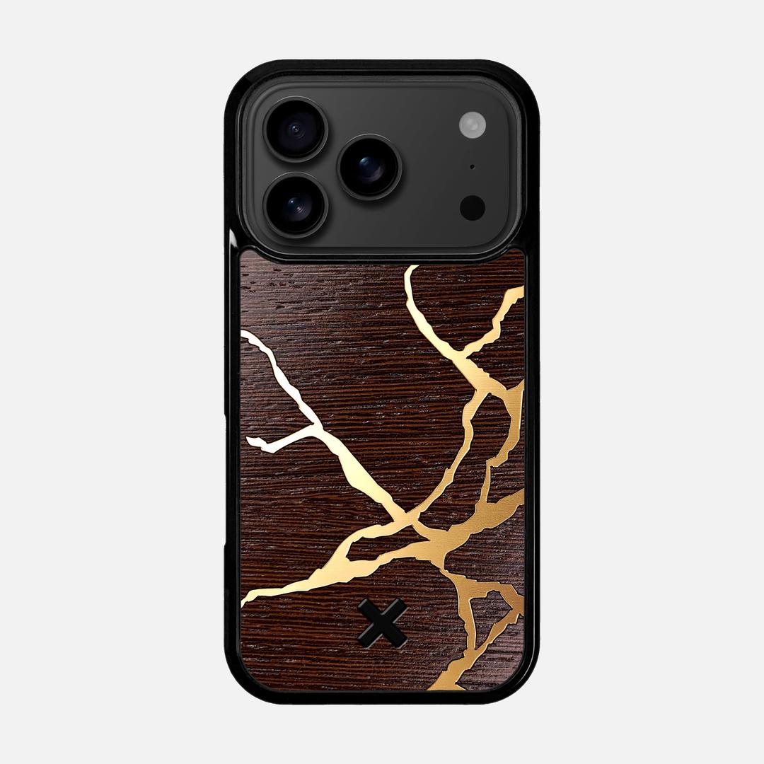 Restore Case for the Apple iPhone 17 Pro featuring a Gold and Wenge Wood backer with the Keyway X Mark#Phone Model_iPhone 17 Pro
