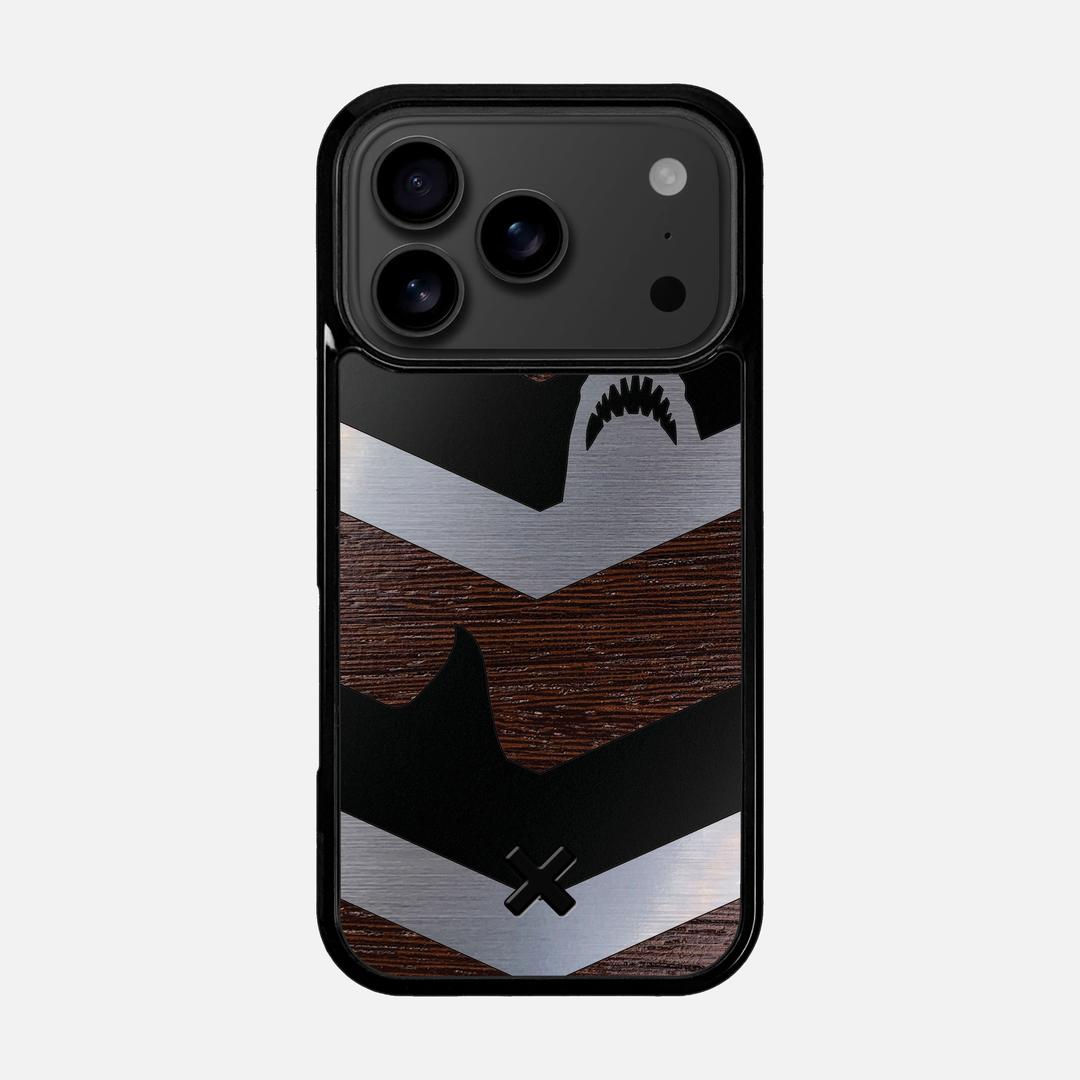 Shark Chevron Case for the Apple iPhone 17 Pro featuring an Engraved Silver and Wenge Wood backer with the Keyway X Mark#Phone Model_iPhone 17 Pro
