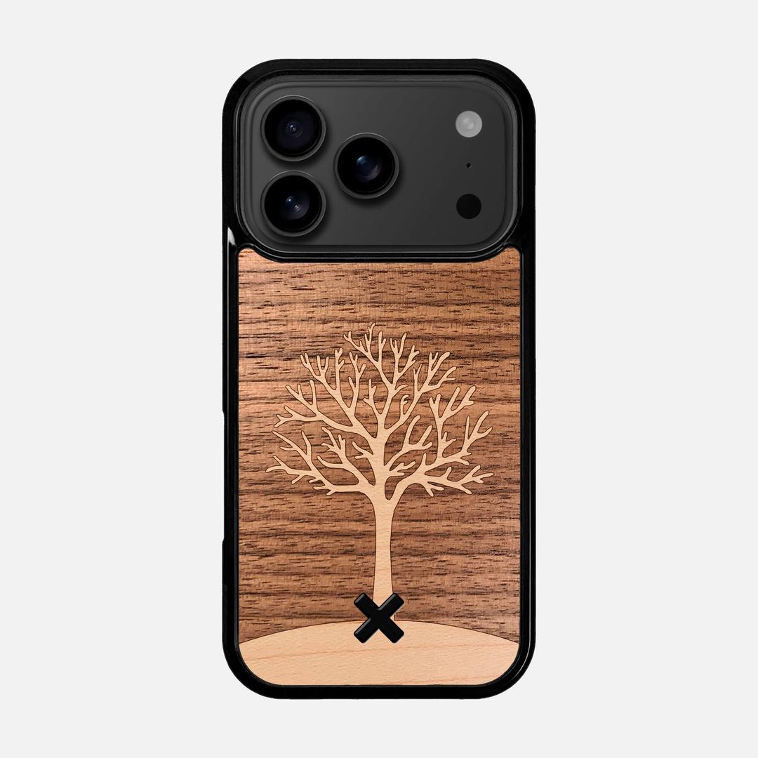 Tree of Life Case for the Apple iPhone 17 Pro featuring a Maple and Walnut Wood backer with the Keyway X Mark#Phone Model_iPhone 17 Pro