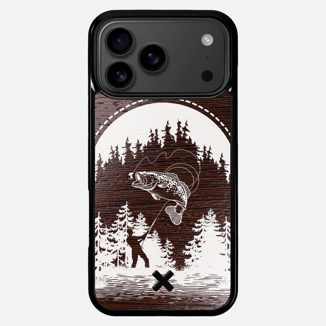Angler Case for the Apple iPhone 17 Pro Max featuring a UV Print and Wenge Wood backer with the Keyway X Mark#Phone Model_iPhone 17 Pro Max