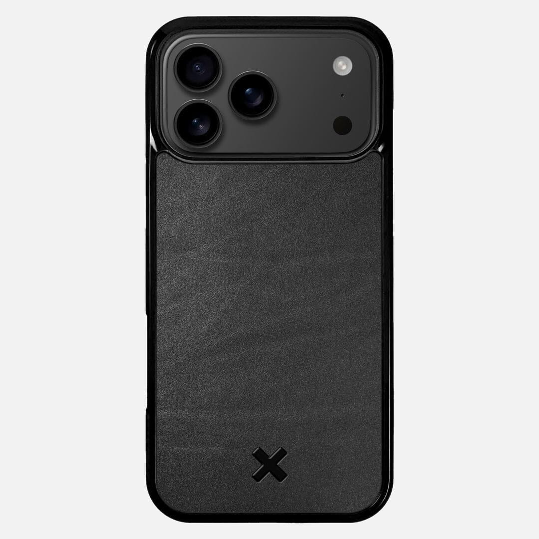 Charcoal Leather Case for the Apple iPhone 17 Pro Max featuring a Genuine Leather backer with the Keyway X Mark#Phone Model_iPhone 17 Pro Max