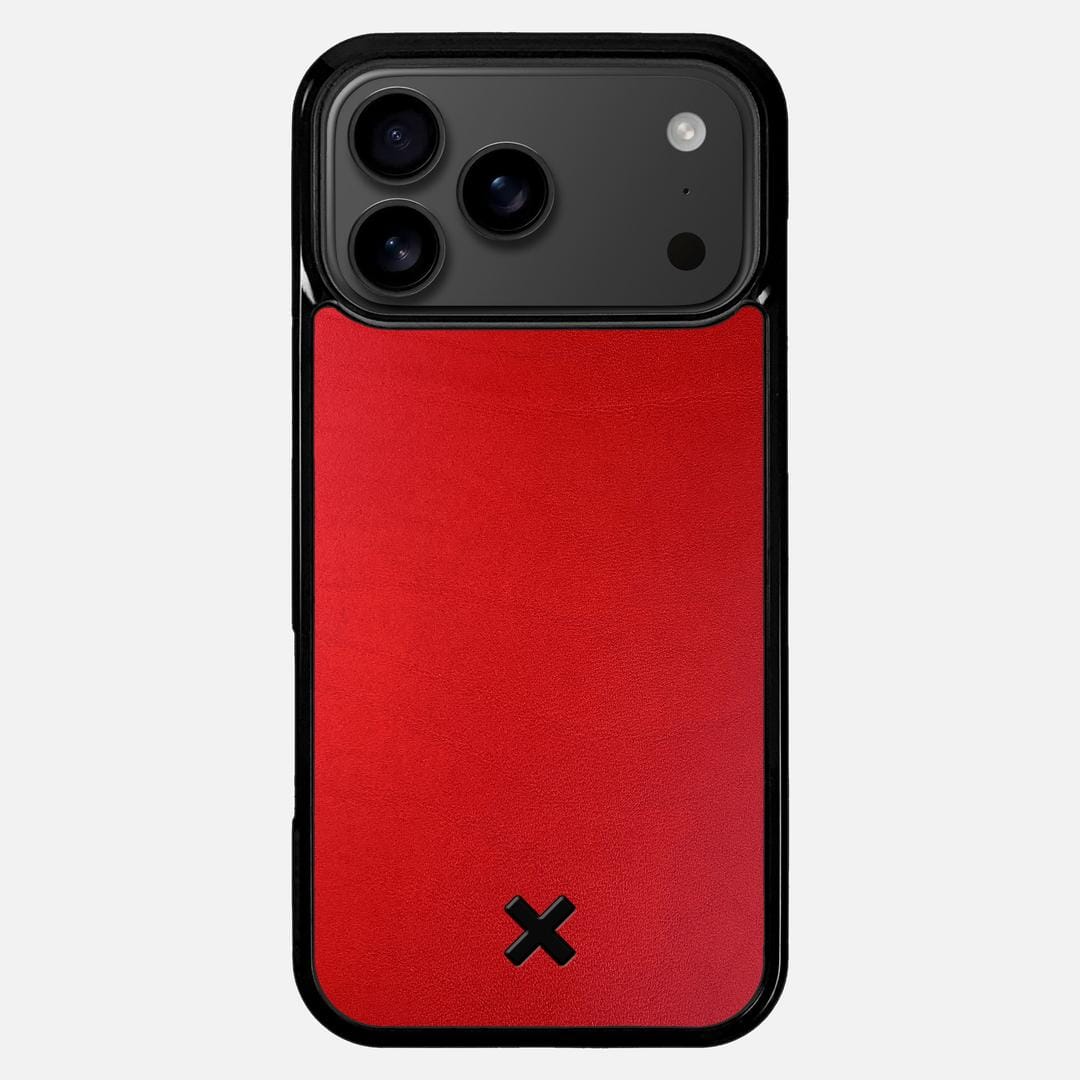 Crimson Leather Case for the Apple iPhone 17 Pro Max featuring a Genuine Leather backer with the Keyway X Mark#Phone Model_iPhone 17 Pro Max