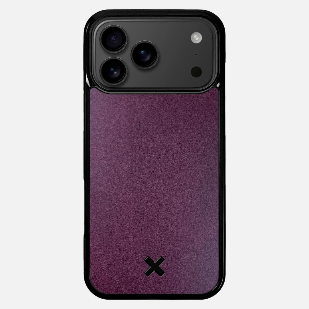 Plum Leather Case for the Apple iPhone 17 Pro Max featuring a Genuine Leather backer with the Keyway X Mark#Phone Model_iPhone 17 Pro Max