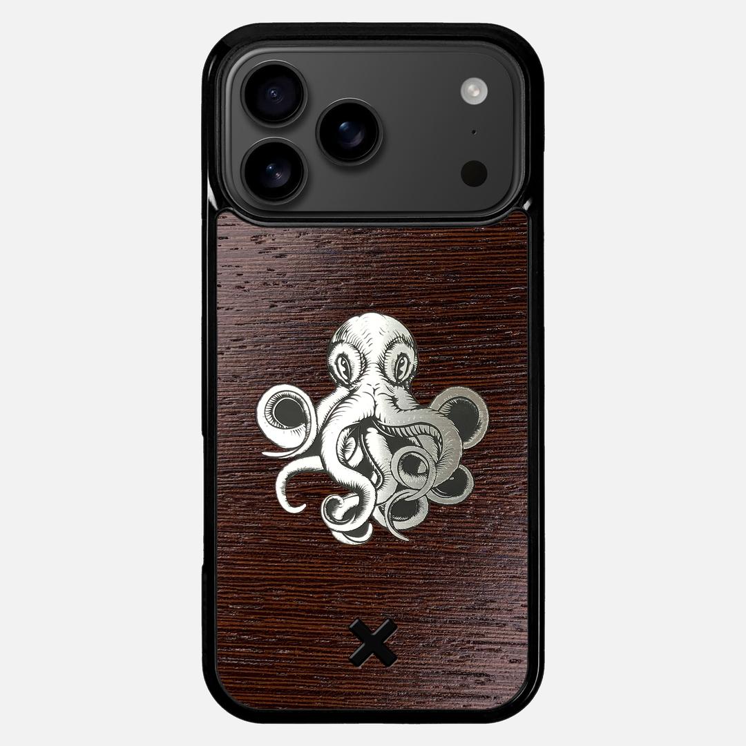 Prize Kraken Case for the Apple iPhone 17 Pro Max featuring an Engraved Silver and Wenge Wood backer with the Keyway X Mark#Phone Model_iPhone 17 Pro Max