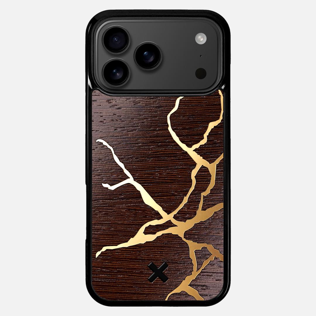 Restore Case for the Apple iPhone 17 Pro Max featuring a Gold and Wenge Wood backer with the Keyway X Mark#Phone Model_iPhone 17 Pro Max