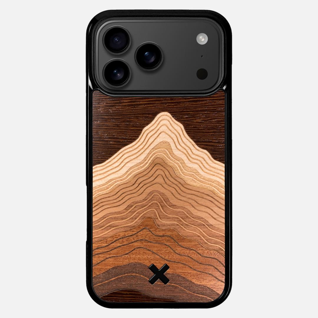 Summit Case for the Apple iPhone 17 Pro Max featuring a mountain of Wenge, Maple, Cherry, and Sapele Wood backer with the Keyway X Mark#Phone Model_iPhone 17 Pro Max