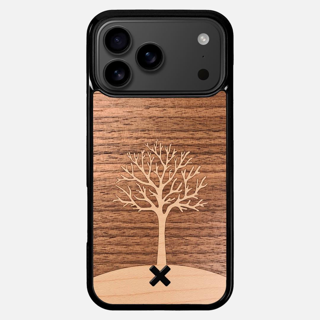 Tree of Life Case for the Apple iPhone 17 Pro Max featuring a Maple and Walnut Wood backer with the Keyway X Mark#Phone Model_iPhone 17 Pro Max