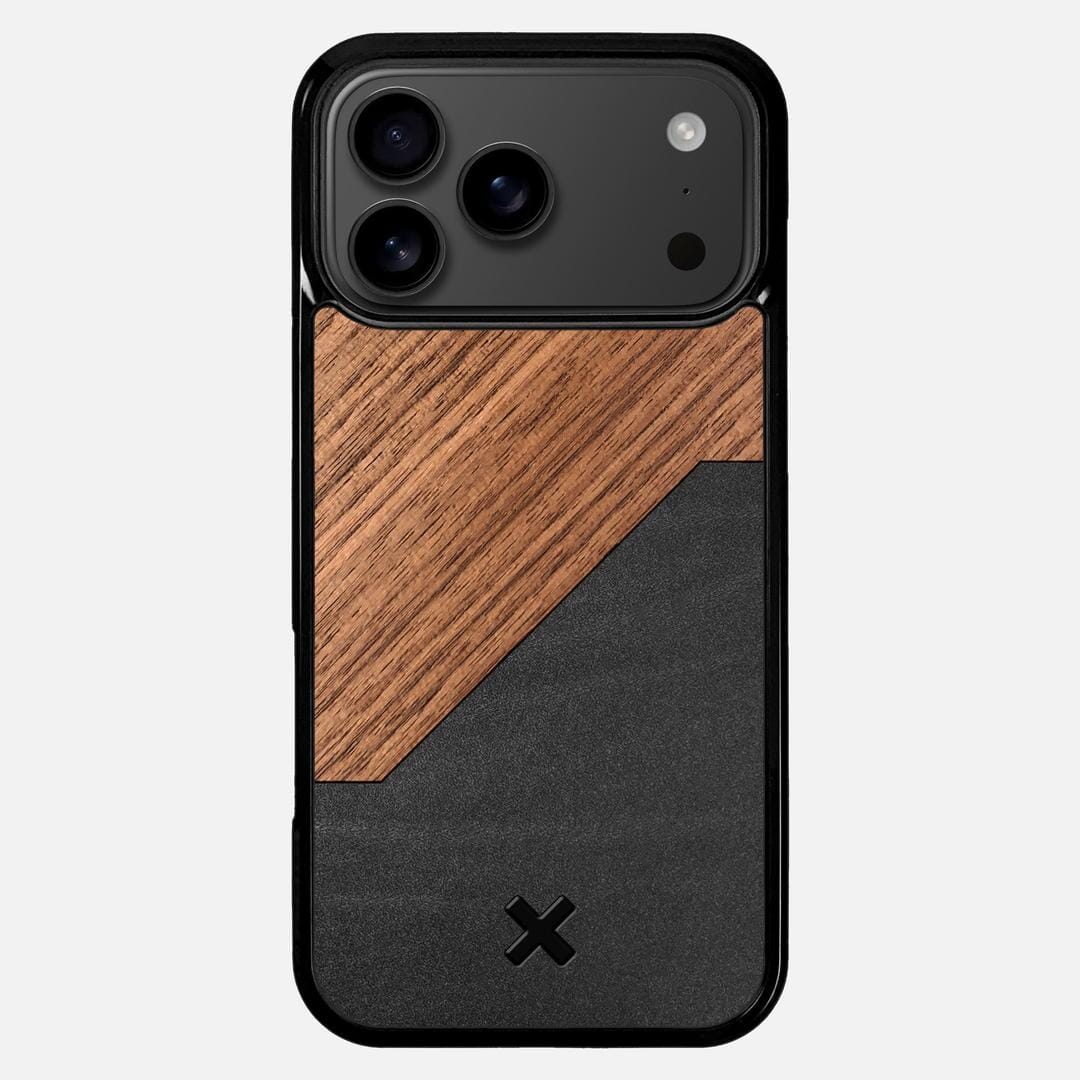 Walnut Rift Case for the Apple iPhone 17 Pro Max featuring a Genuine Leather and Walnut Wood backer with the Keyway X Mark#Phone Model_iPhone 17 Pro Max