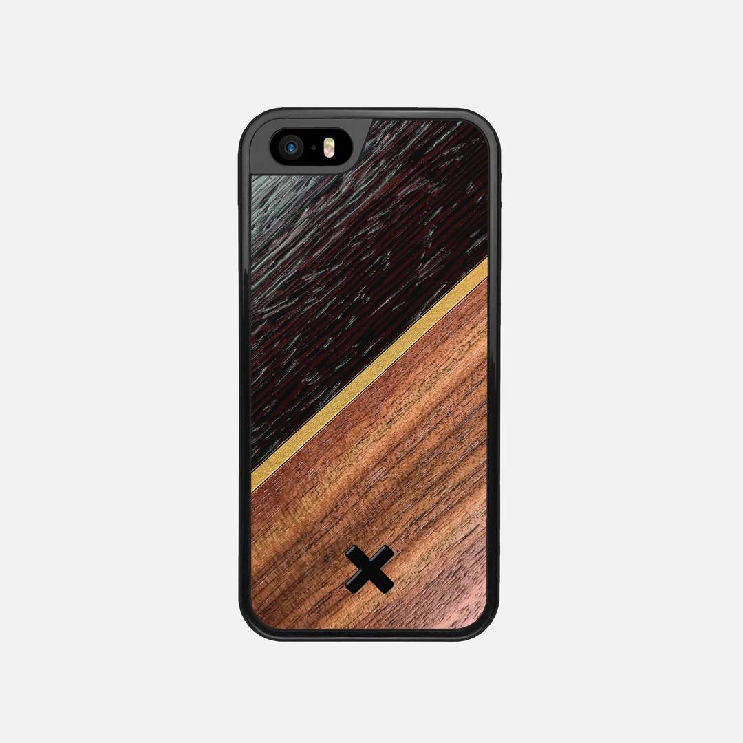 Alium Case for the Apple iPhone 5S featuring a Wenge, Gold, and Walnut Wood backer with the Keyway X Mark#Phone Model_iPhone 5S