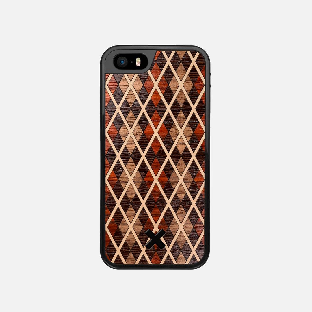 Argyle Case for the Apple iPhone 5S featuring a Walnut, Padauk, Wenge, and Maple Wood backer with the Keyway X Mark#Phone Model_iPhone 5S