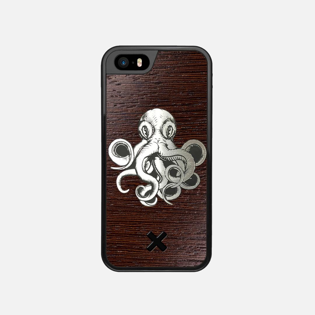 Prize Kraken Case for the Apple iPhone 5S featuring an Engraved Silver and Wenge Wood backer with the Keyway X Mark#Phone Model_iPhone 5S