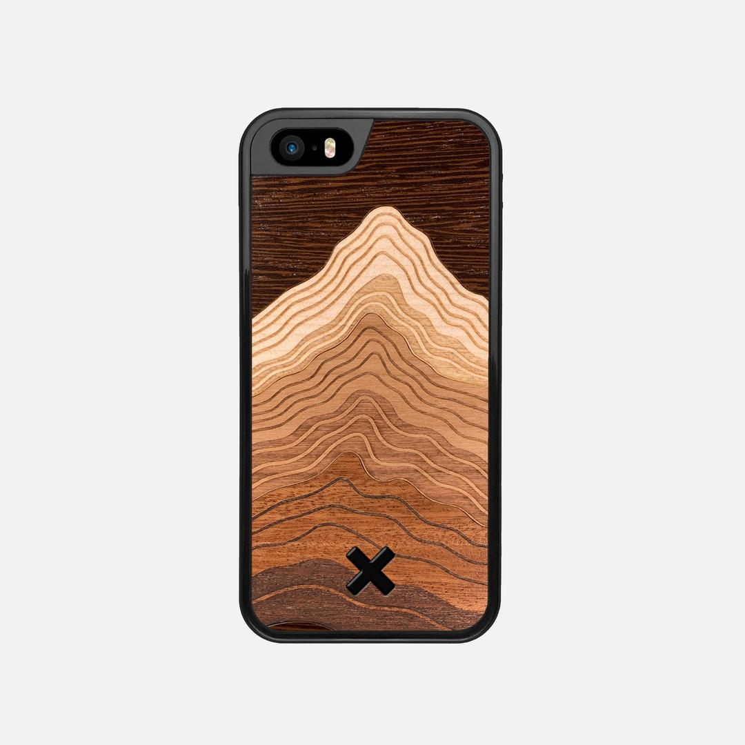 Summit Case for the Apple iPhone 5S featuring a mountain of Wenge, Maple, Cherry, and Sapele Wood backer with the Keyway X Mark#Phone Model_iPhone 5S