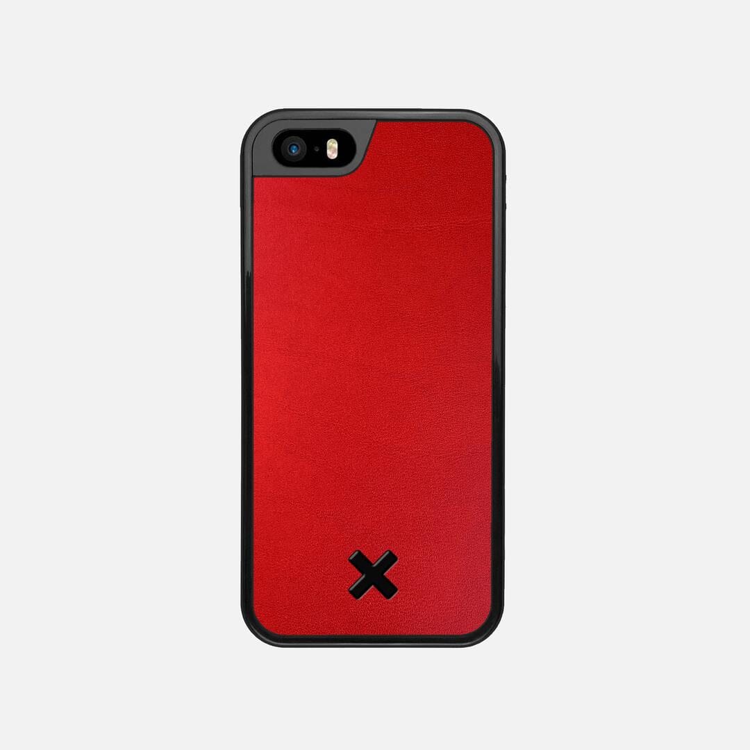 Crimson Leather Case for the Apple iPhone 5 featuring a Genuine Leather backer with the Keyway X Mark#Phone Model_iPhone 5