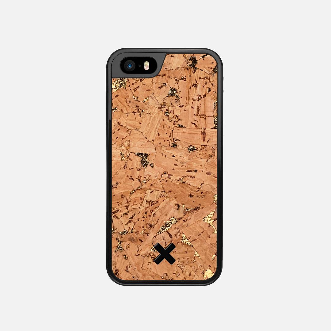 Gold Cork Case for the Apple iPhone 5 featuring a Genuine Cork backer with the Keyway X Mark#Phone Model_iPhone 5