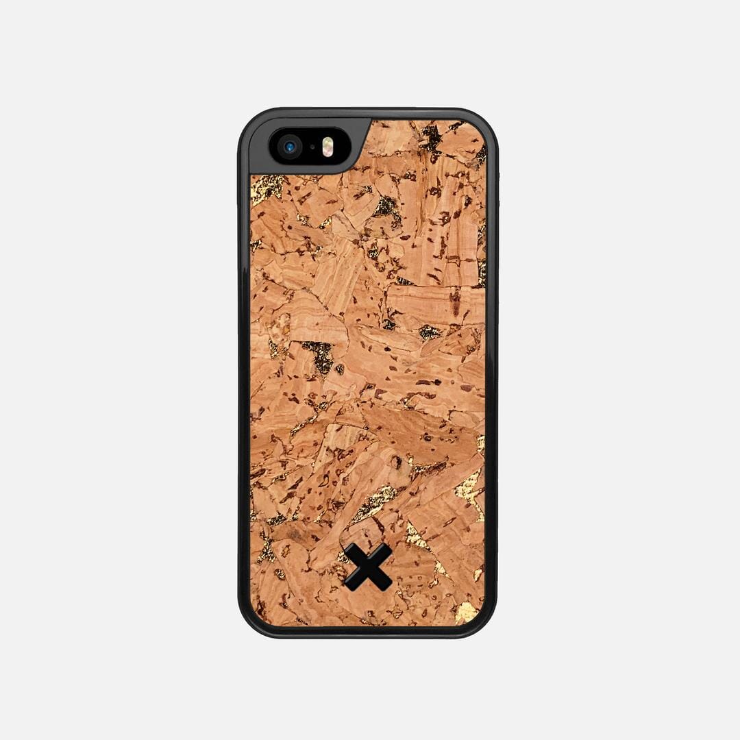 Gold Cork Case for the Apple iPhone 5 featuring a Genuine Cork backer with the Keyway X Mark#Phone Model_iPhone 5