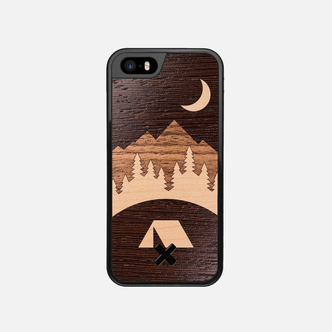 Woodland Case for the Apple iPhone 5 featuring a Wenge, Maple, and Walnut Wood backer with the Keyway X Mark#Phone Model_iPhone 5