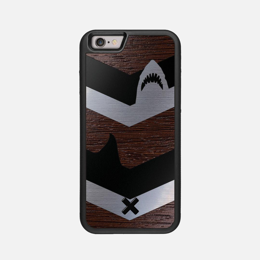 Shark Chevron Case for the Apple iPhone 6S featuring an Engraved Silver and Wenge Wood backer with the Keyway X Mark#Phone Model_iPhone 6S