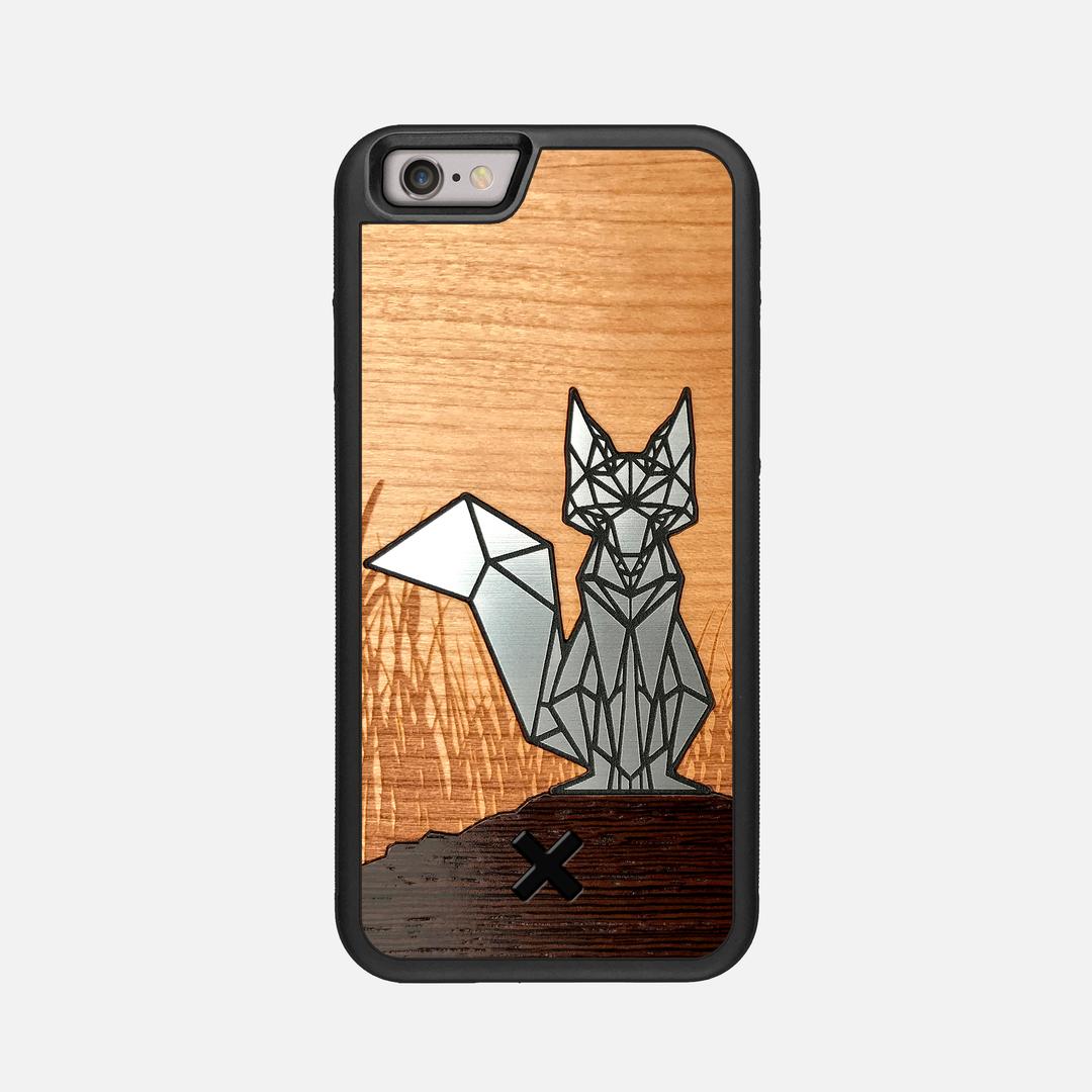 Silver Fox Case for the Apple iPhone 6S featuring an Engraved Silver, Cherry, and Wenge Wood backer with the Keyway X Mark#Phone Model_iPhone 6S