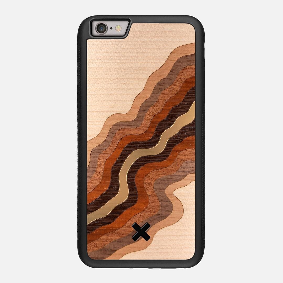 Canyon Case for the Apple iPhone 6S Plus featuring a flowing Gold, Maple, Cherry, Walnut, Sapele, Padauk, and Wenge Wood backer with the Keyway X Mark#Phone Model_iPhone 6S Plus
