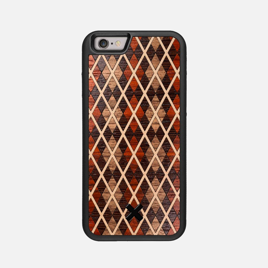 Argyle Case for the Apple iPhone 6 featuring a Walnut, Padauk, Wenge, and Maple Wood backer with the Keyway X Mark#Phone Model_iPhone 6