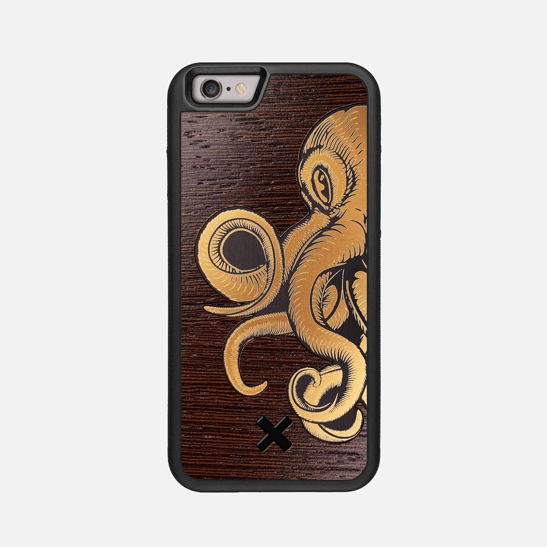 Kraken 2 Case for the Apple iPhone 6 featuring an Engraved Gold and Wenge Wood backer with the Keyway X Mark#Phone Model_iPhone 6