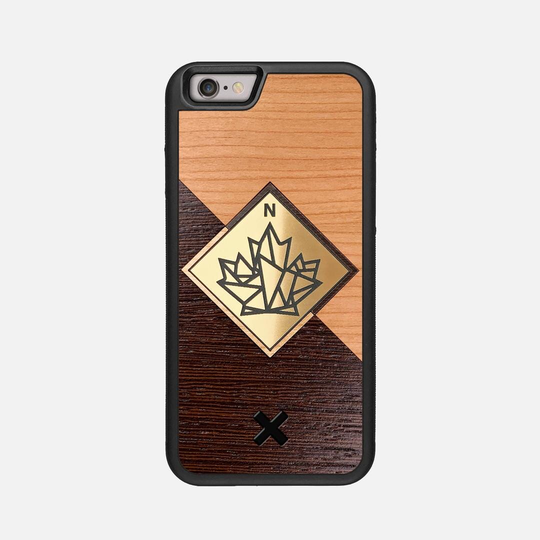True North Case for the Apple iPhone 6 featuring an Engraved Gold, Cherry, and Wenge Wood backer with the Keyway X Mark#Phone Model_iPhone 6