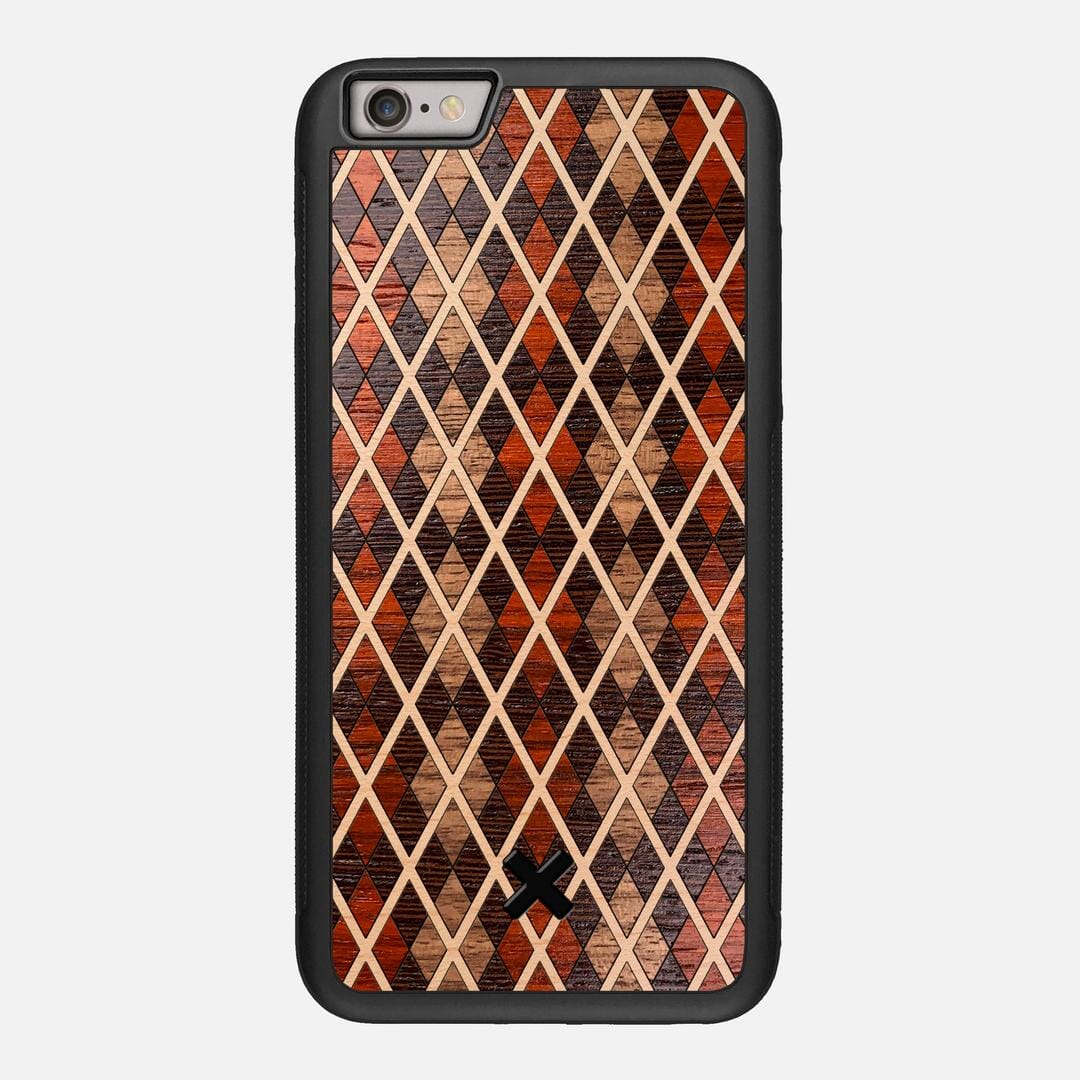 Argyle Case for the Apple iPhone 6 Plus featuring a Walnut, Padauk, Wenge, and Maple Wood backer with the Keyway X Mark#Phone Model_iPhone 6 Plus