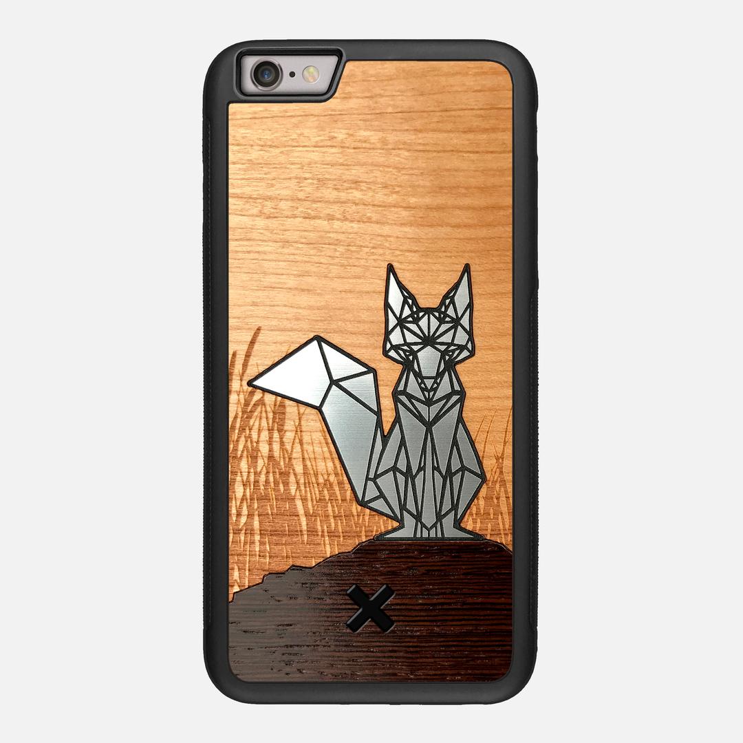 Silver Fox Case for the Apple iPhone 6 Plus featuring an Engraved Silver, Cherry, and Wenge Wood backer with the Keyway X Mark#Phone Model_iPhone 6 Plus