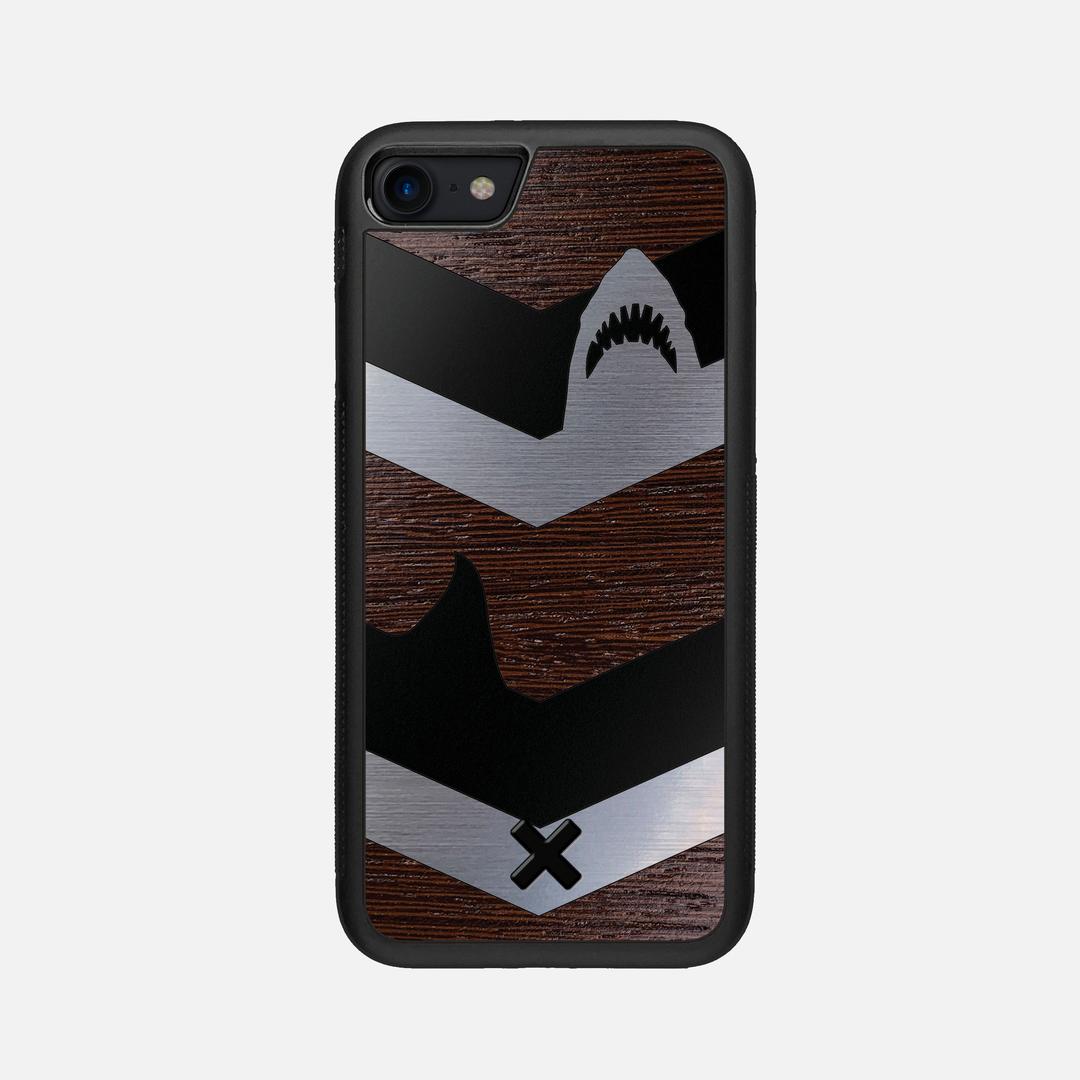 Shark Chevron Case for the Apple iPhone 7 featuring an Engraved Silver and Wenge Wood backer with the Keyway X Mark#Phone Model_iPhone 7