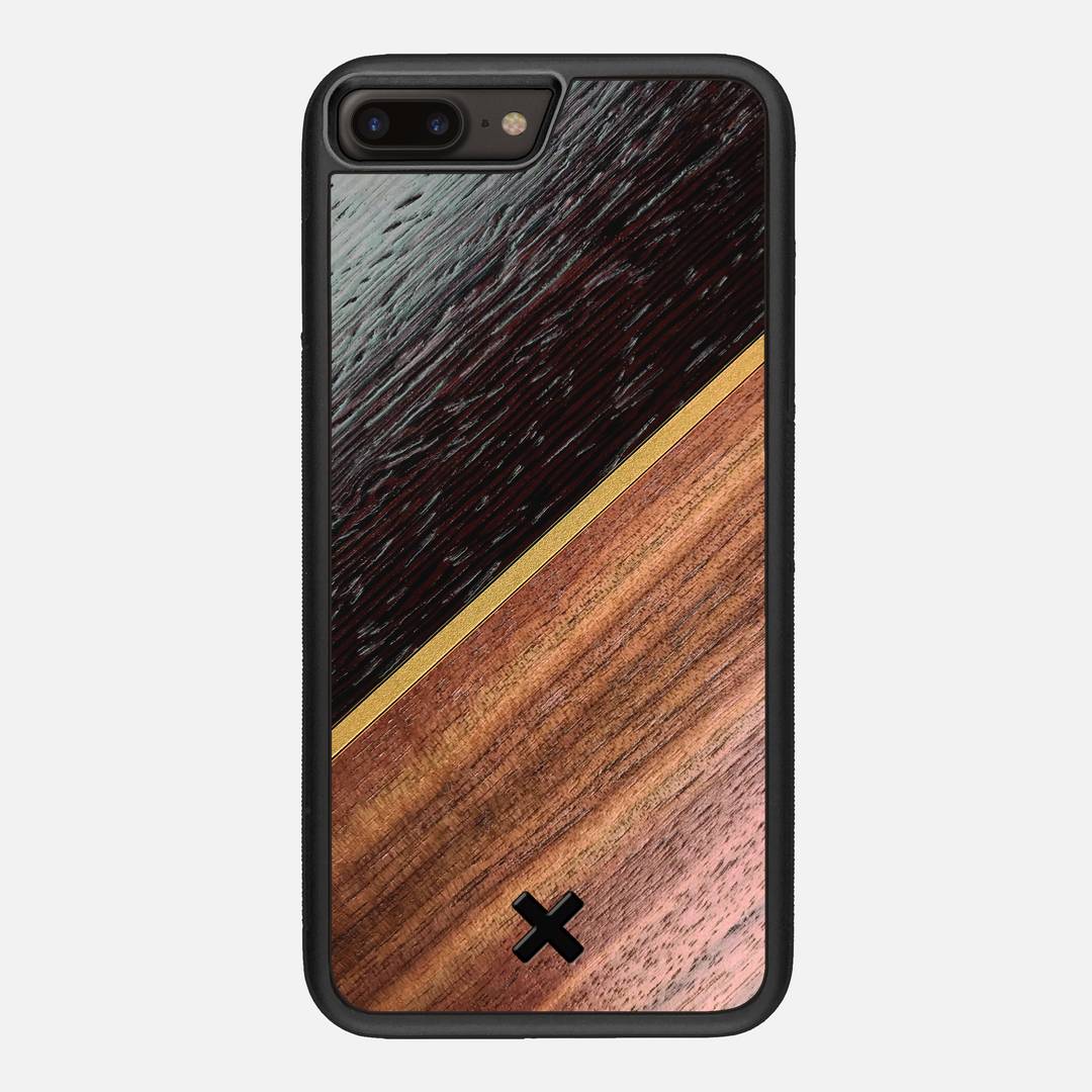 Alium Case for the Apple iPhone 7 Plus featuring a Wenge, Gold, and Walnut Wood backer with the Keyway X Mark#Phone Model_iPhone 7 Plus