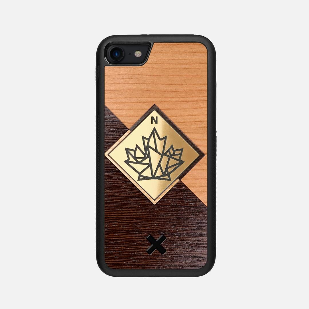 True North Case for the Apple iPhone 8 featuring an Engraved Gold, Cherry, and Wenge Wood backer with the Keyway X Mark#Phone Model_iPhone 8