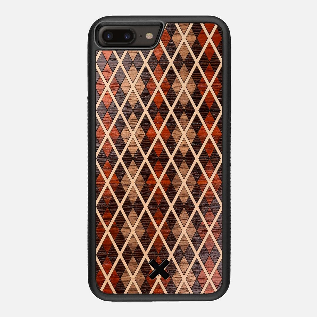 Argyle Case for the Apple iPhone 8 Plus featuring a Walnut, Padauk, Wenge, and Maple Wood backer with the Keyway X Mark#Phone Model_iPhone 8 Plus
