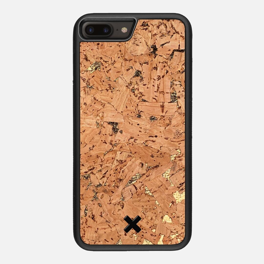 Gold Cork Case for the Apple iPhone 8 Plus featuring a Genuine Cork backer with the Keyway X Mark#Phone Model_iPhone 8 Plus