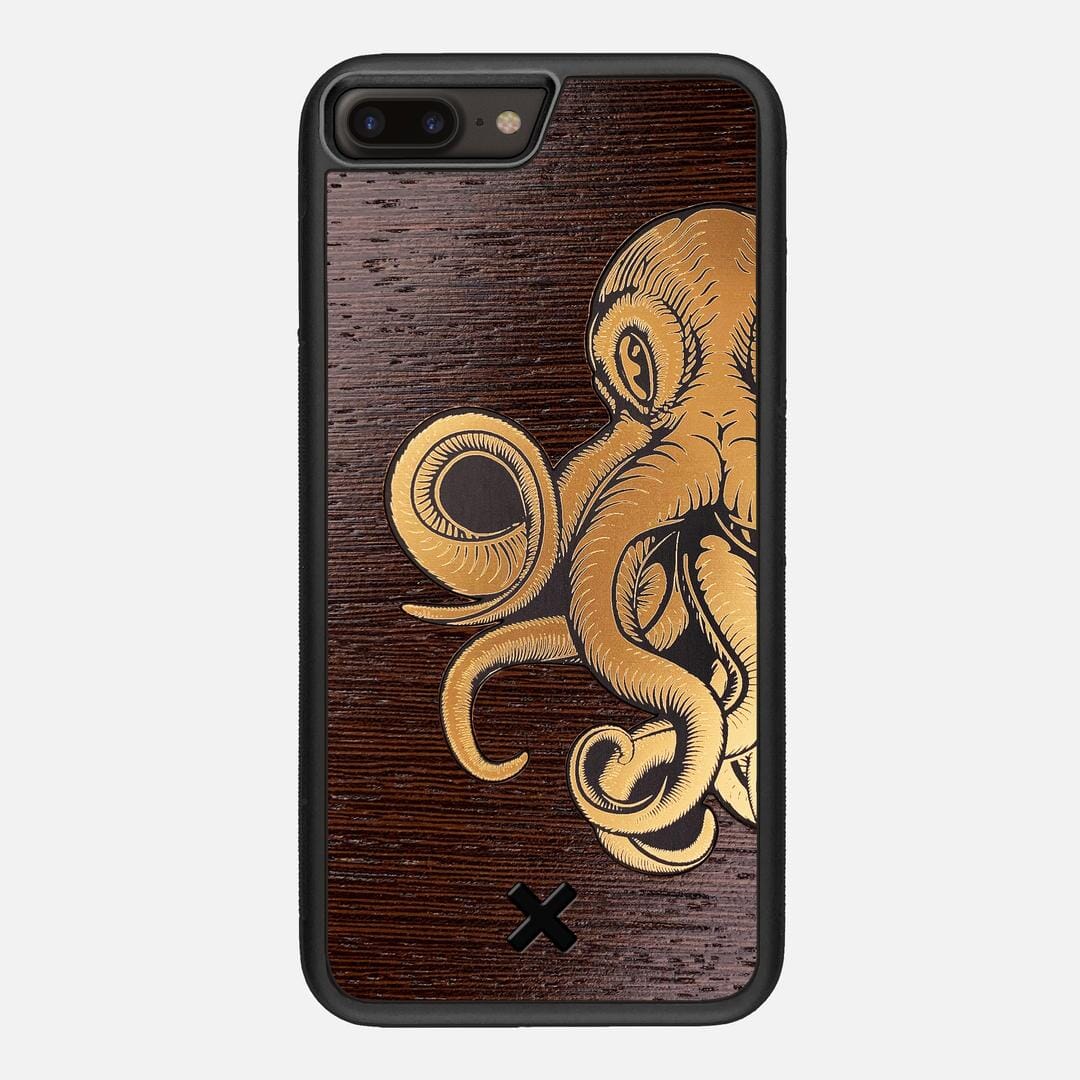 Kraken 2 Case for the Apple iPhone 8 Plus featuring an Engraved Gold and Wenge Wood backer with the Keyway X Mark#Phone Model_iPhone 8 Plus